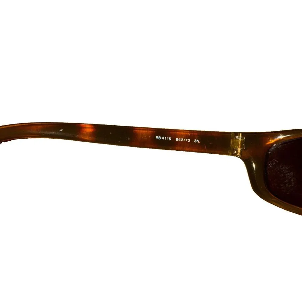 RAY-BAN RB4115 642/73 Shiny Tortoise Brown Sleek Predators Wrap Sunglasses